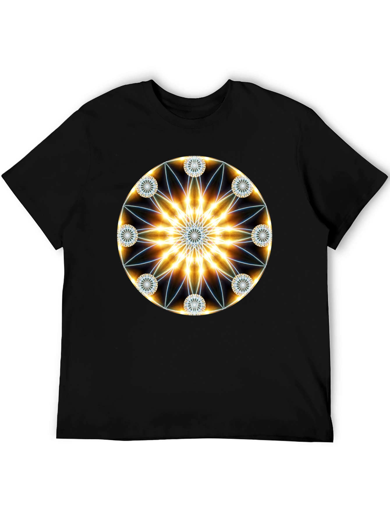 Black Geometric Mandala Black T-Shirt view 5