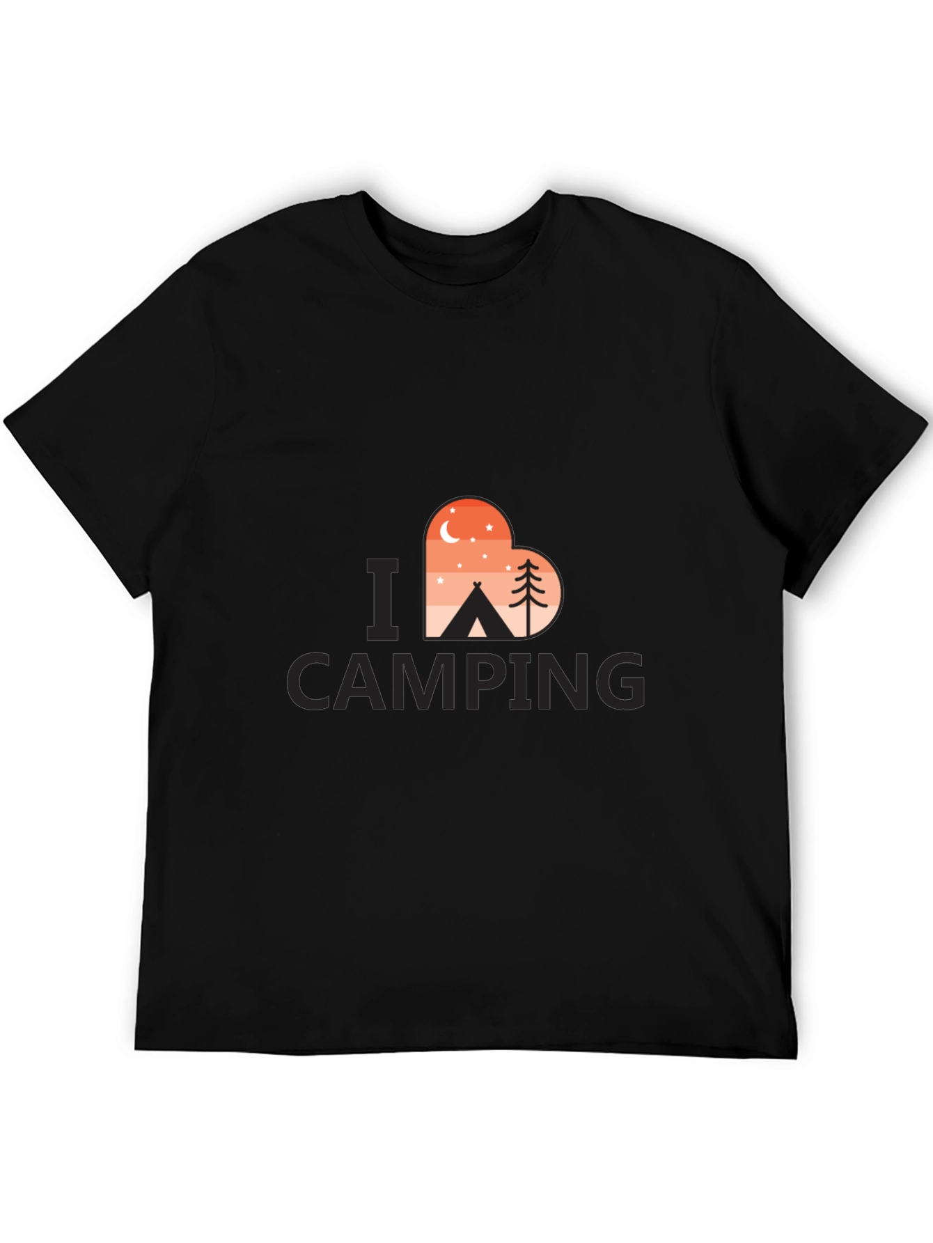 Black Camping Lover T-Shirt - Heart Design view 5