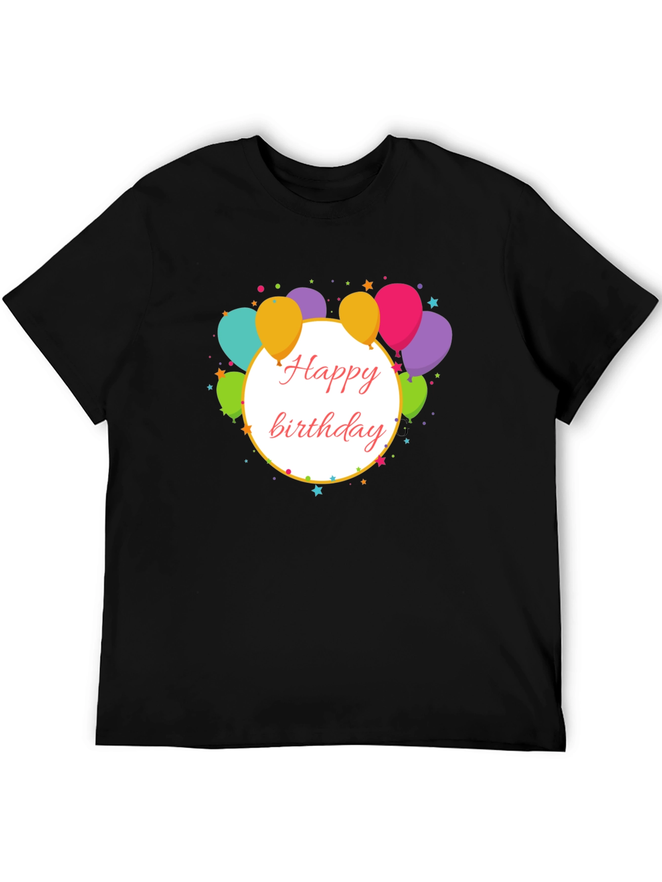 Black Happy Birthday Balloon Graphic Tee view 5
