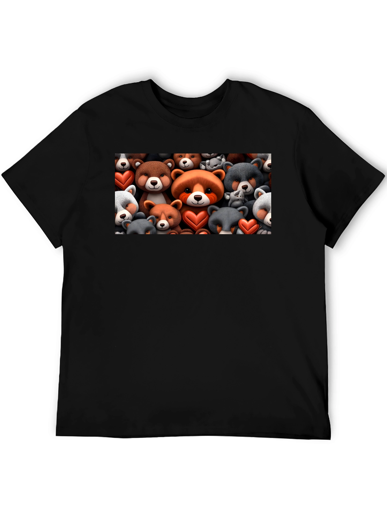 Black Bear Heart T-Shirt - Cute Cartoon Animal Tee view 5