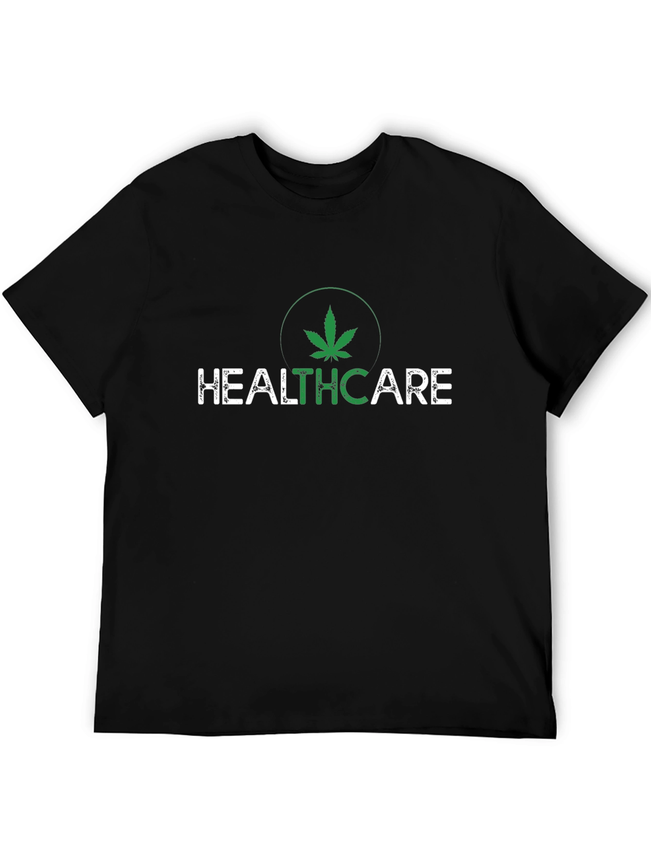 Black Healthcare Graphic Tee - Cannabis Leaf Design view 5
