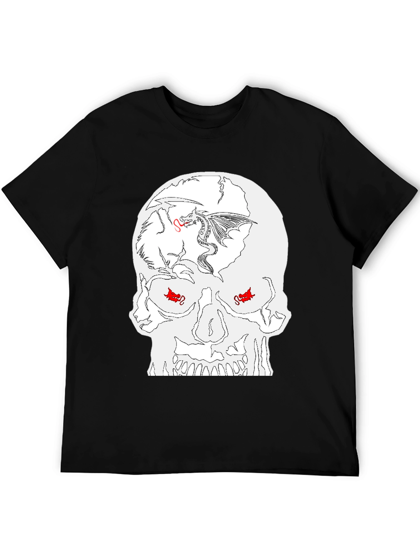 Black Skull Dragon Graphic Tee - Black Cotton Blend view 5