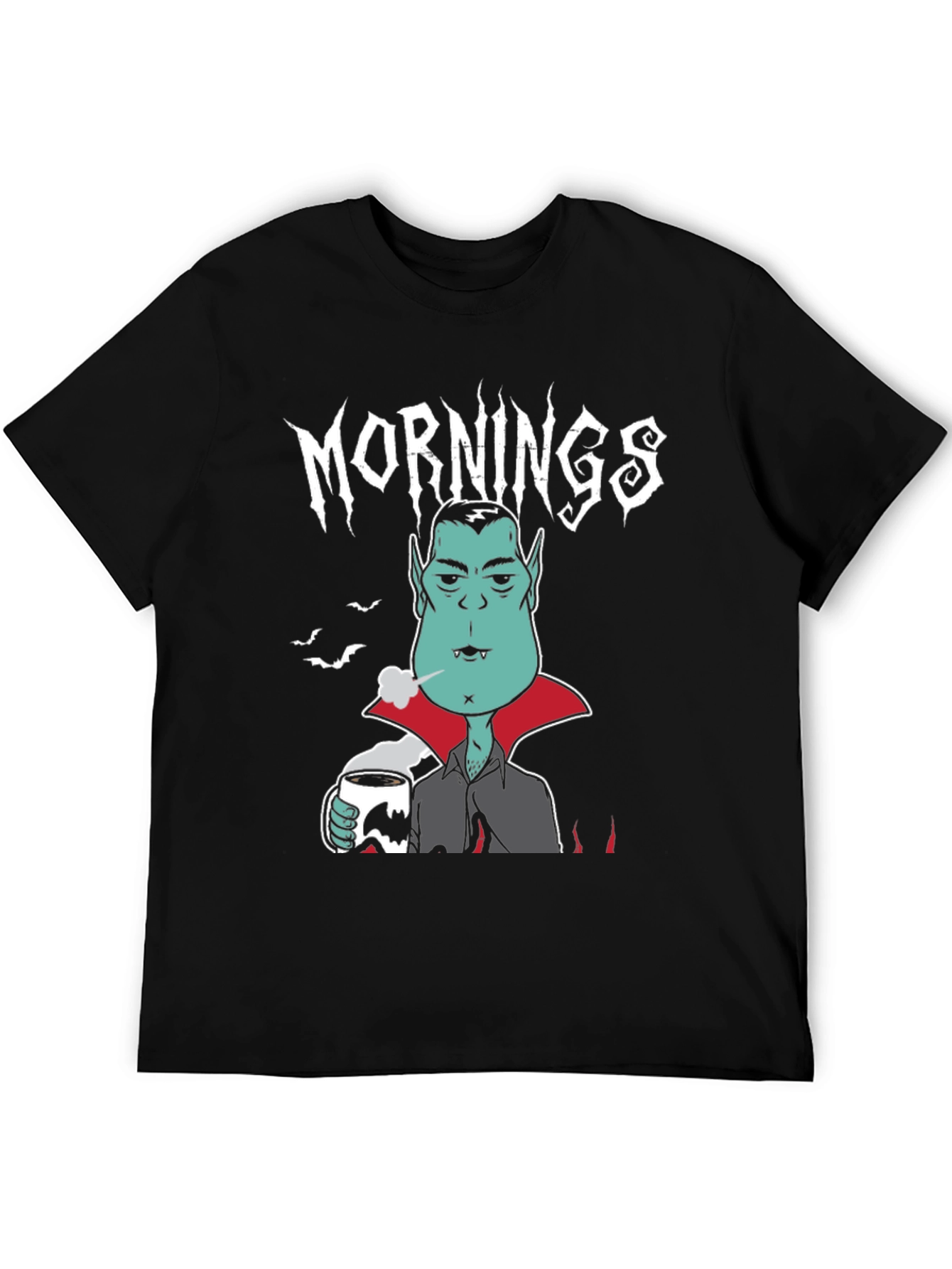 Black Mornings Vampire Graphic Tee - Black Cotton view 5