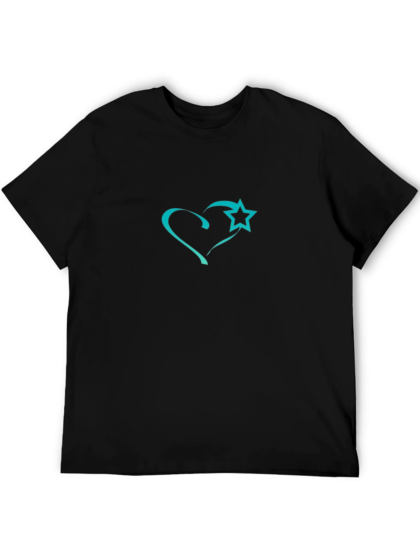 Black Heart and Star Graphic Black T-Shirt view 5