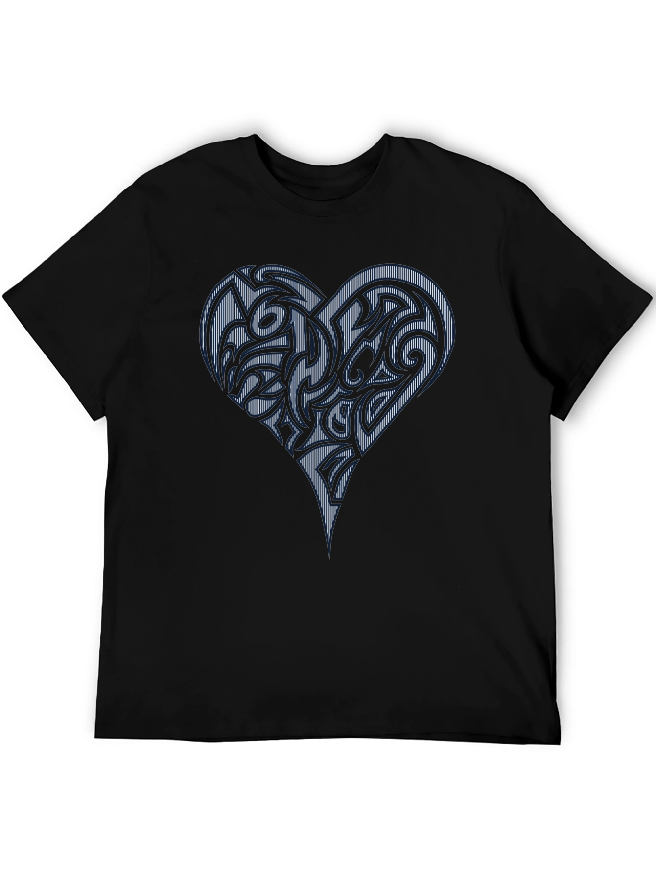 Black Tribal Heart Graphic Black T-Shirt view 5