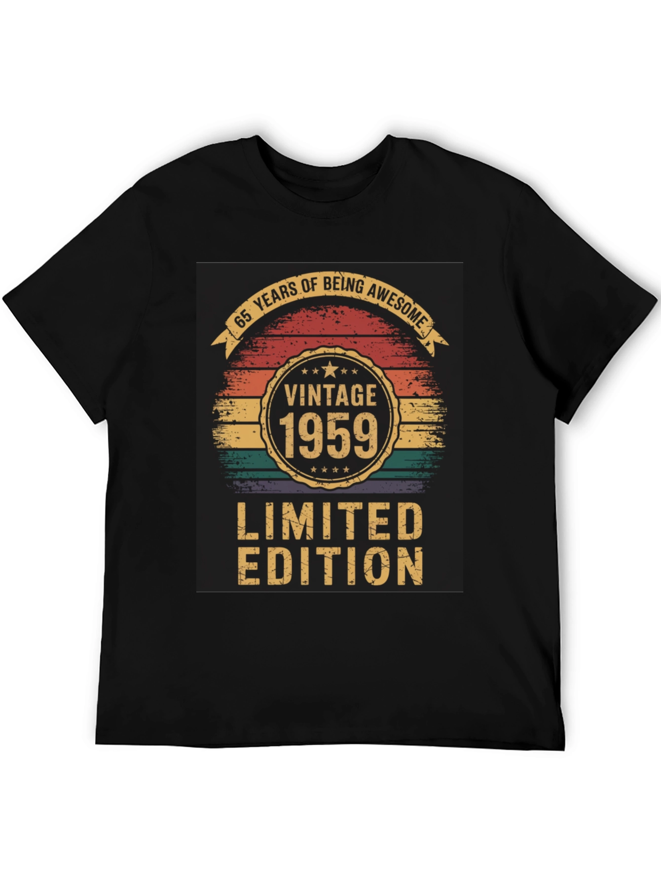 Black Vintage 1959 Limited Edition 65th Birthday T-Shirt view 5