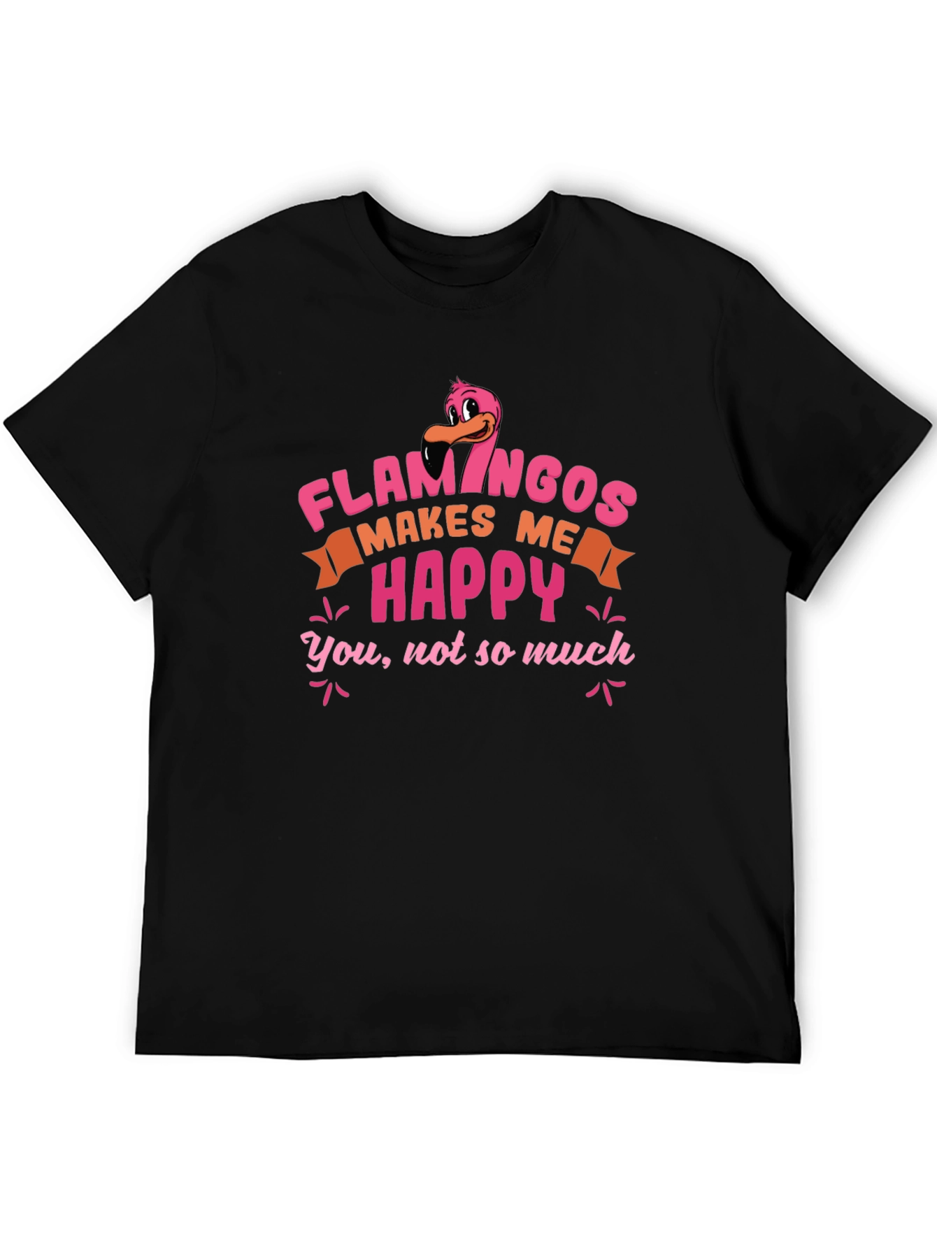 Black Funny Flamingo T-Shirt - Makes Me Happy view 5