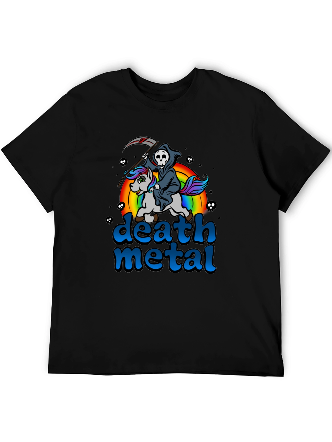 Black Death Metal Unicorn T-Shirt view 5
