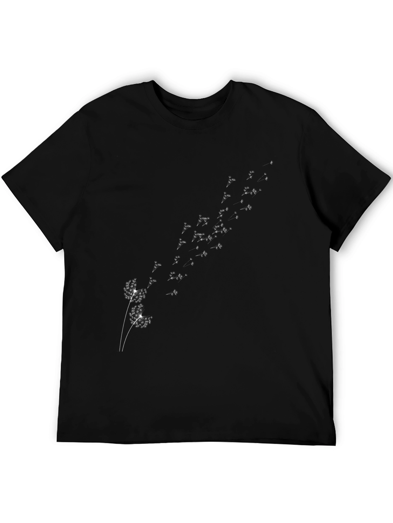 Black Dandelion Print Black T-Shirt view 5