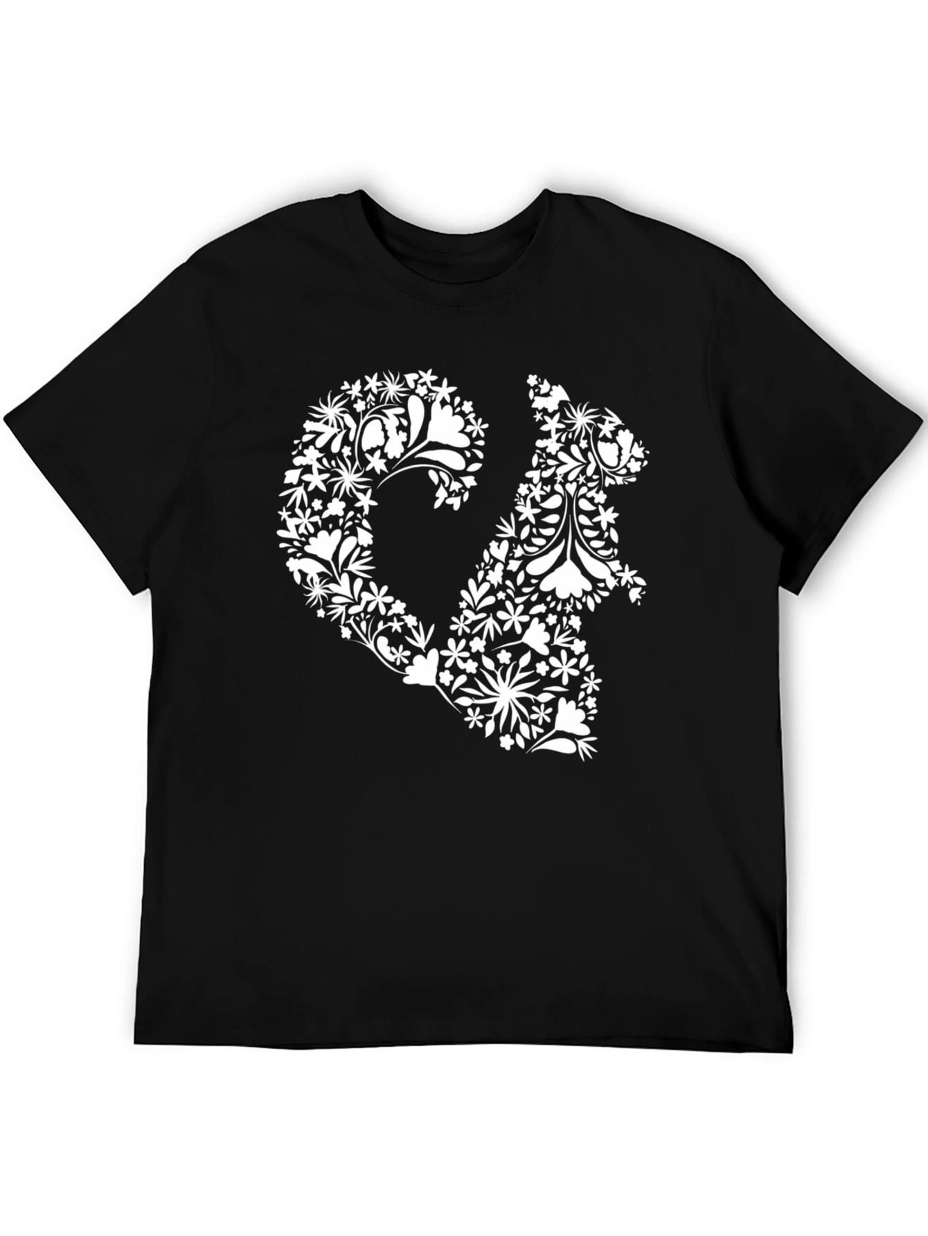 Black Floral Squirrel Graphic Tee - Unique Nature Inspired Design view 5