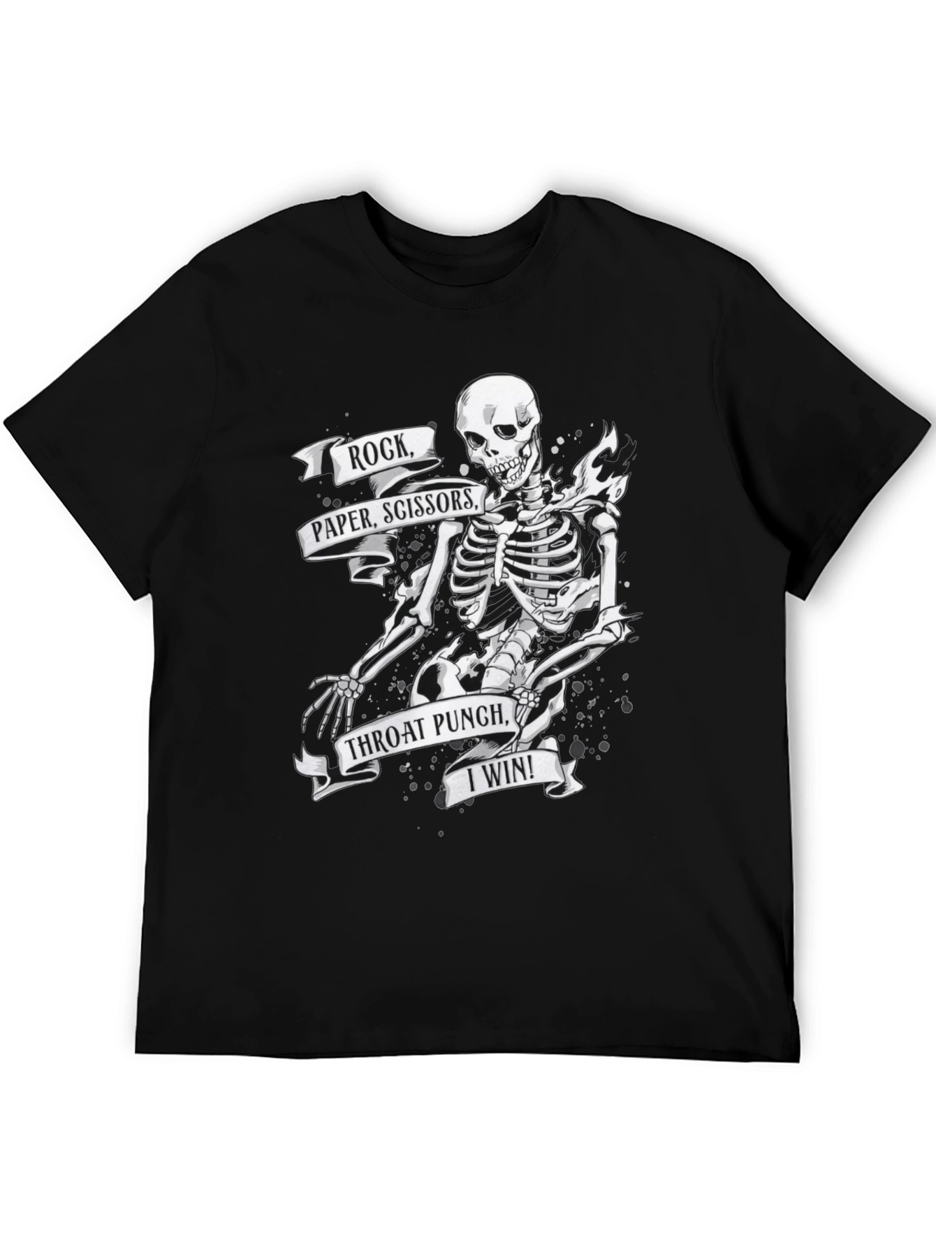 Black Humorous Skeleton T-Shirt: Rock, Paper, Scissors view 5