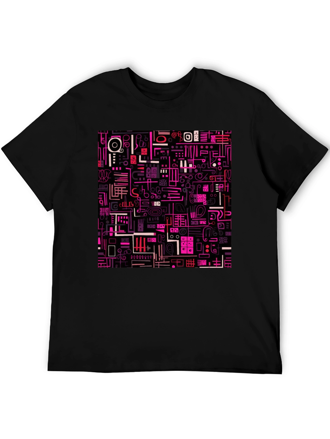 Black Abstract Pattern Print Black T-Shirt view 5