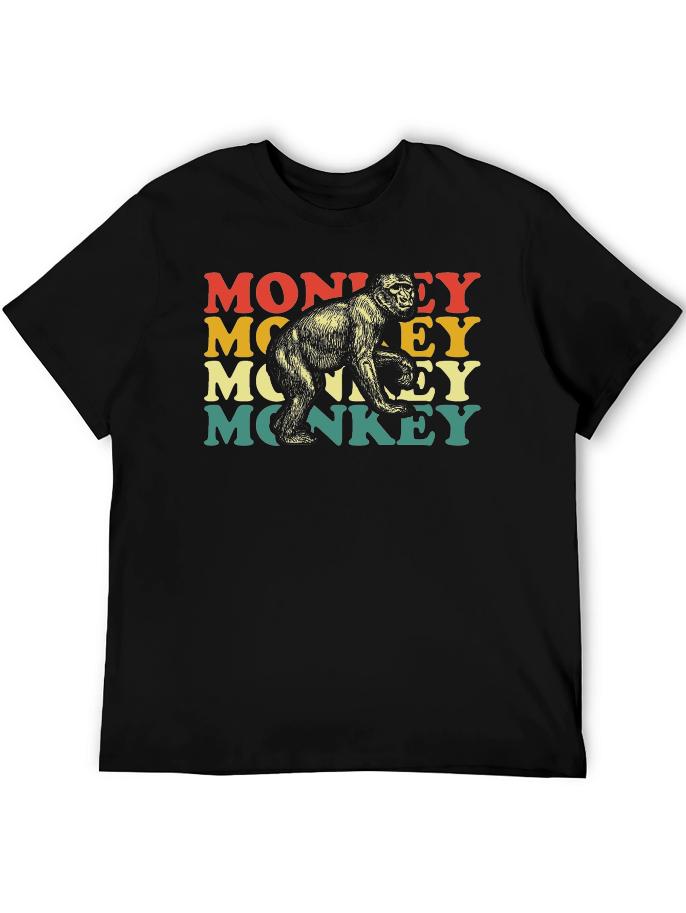 Black Retro Monkey T-Shirt - Cool Animal Graphic Tee view 5