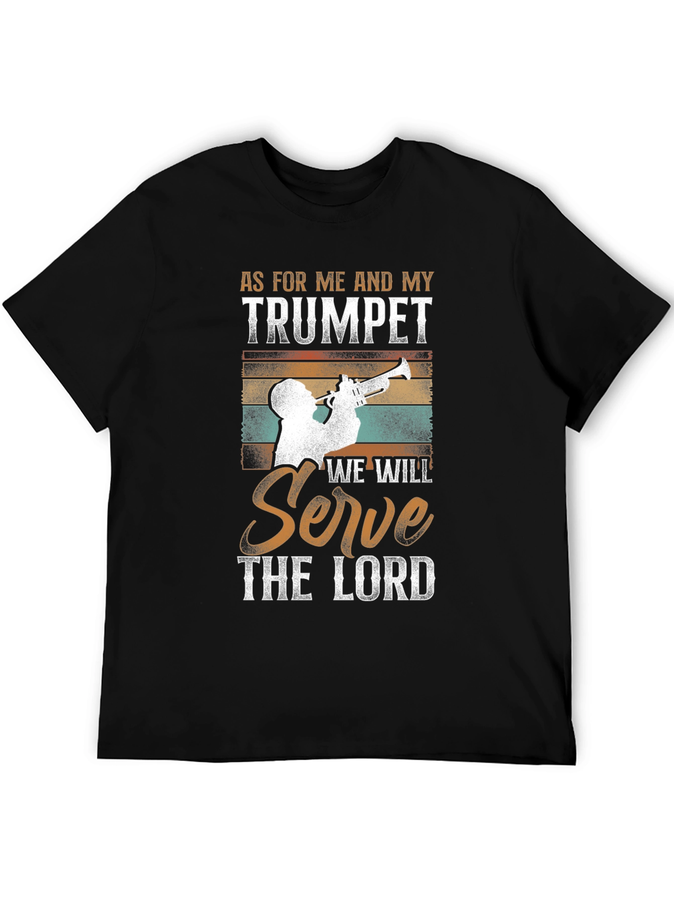 Black Trumpet Player T-Shirt - Religious Music Tee view 5