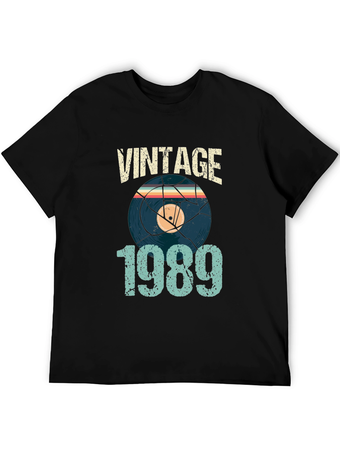 Black Vintage 1989 Vinyl Record T-Shirt view 5