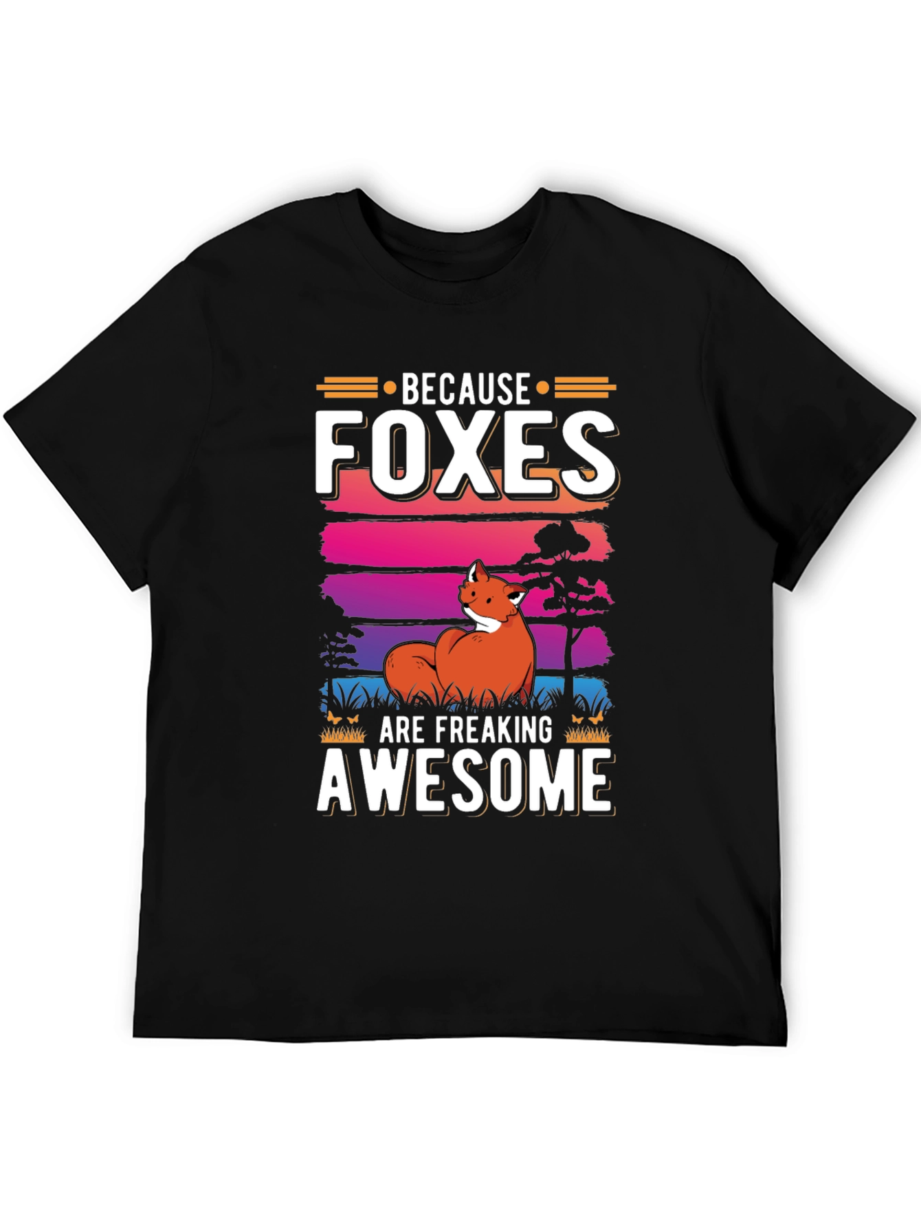 Foxes Are Awesome Graphic Tee - Unisex Black Shirt - 5