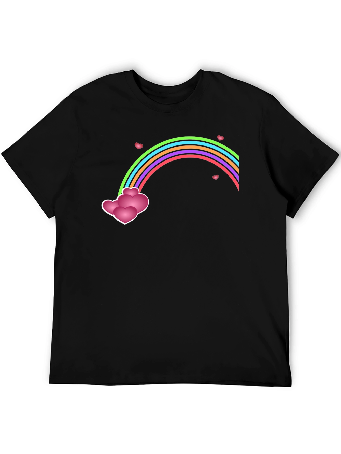 Black Rainbow Heart Cloud Black T-Shirt view 5