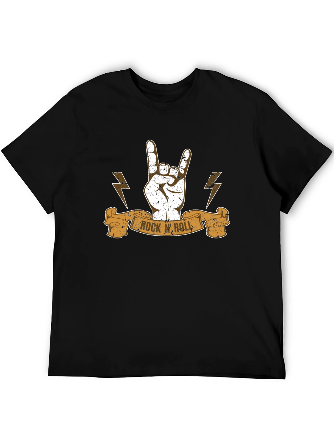 Black Rock N Roll Hand Sign T-Shirt - Black view 5