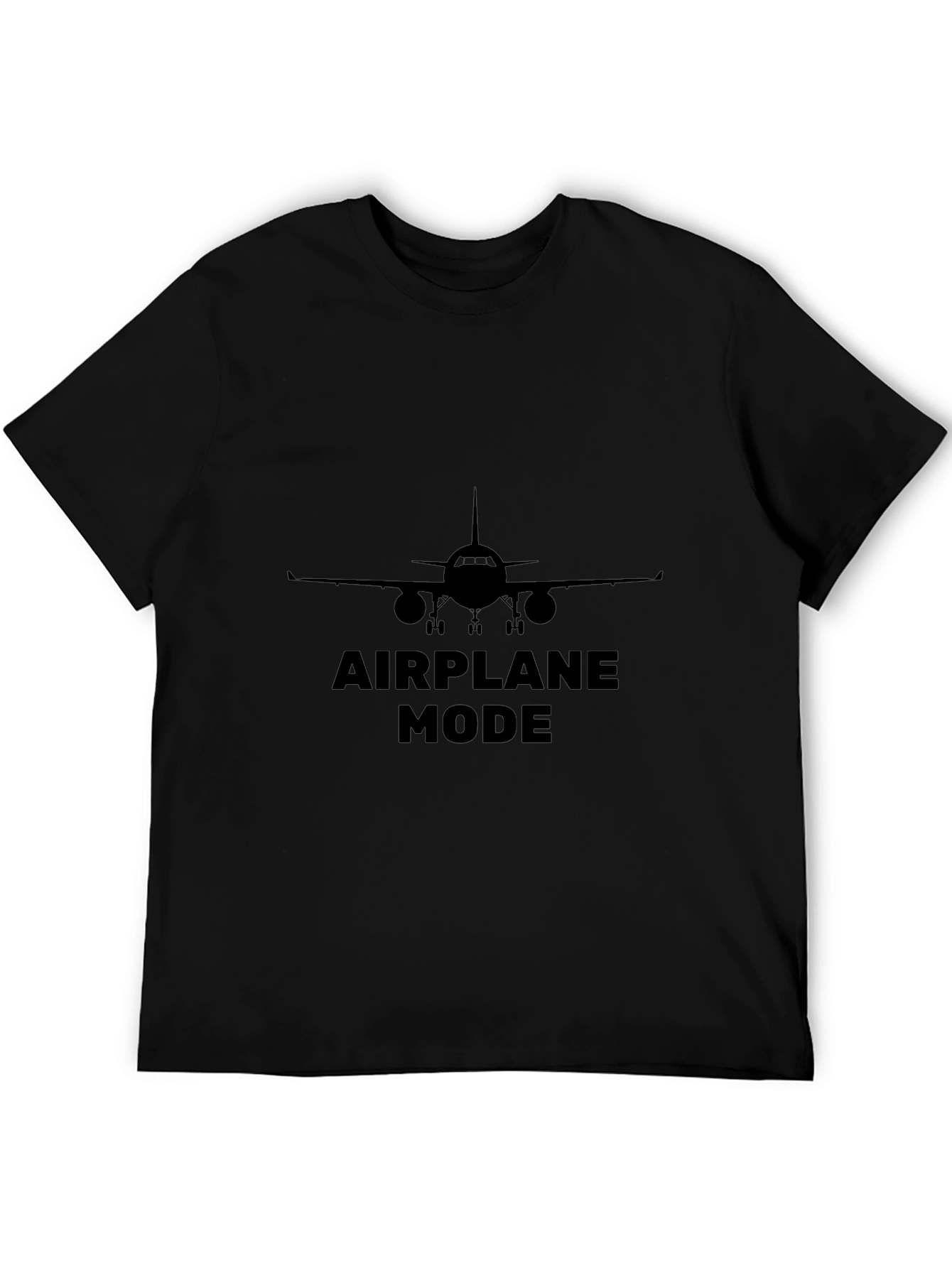 Black Airplane Mode Graphic Tee - Black Cotton T-Shirt view 5