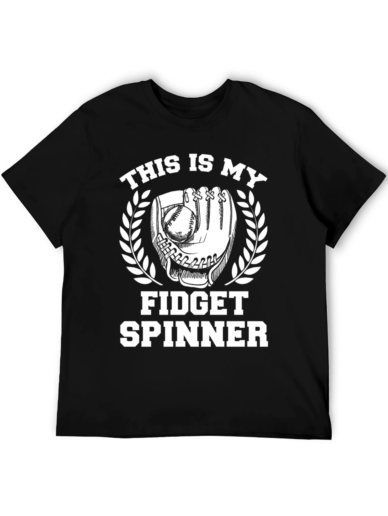 Black Baseball Fidget Spinner Graphic T-Shirt view 5