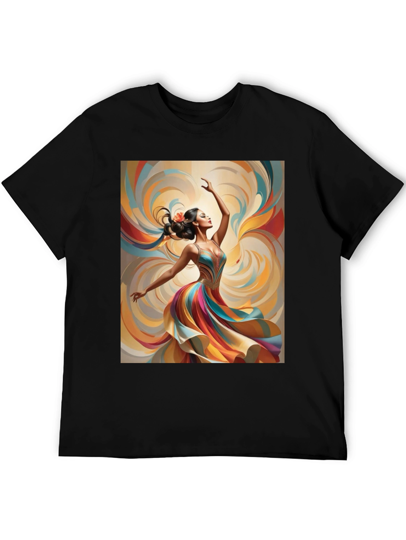 Black Artistic Dancer Graphic Tee - Vibrant Design view 5