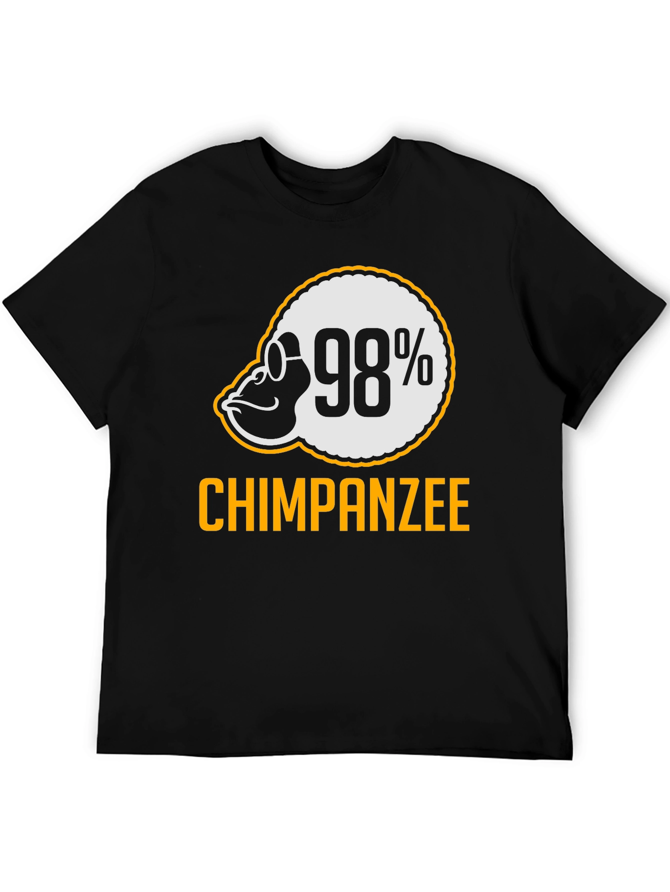 Black 98% Chimpanzee T-Shirt - Funny Ape Graphic Tee view 5
