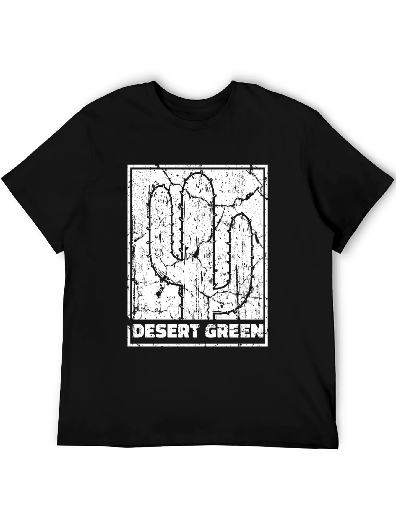 Black Desert Green Cactus Graphic T-Shirt view 5