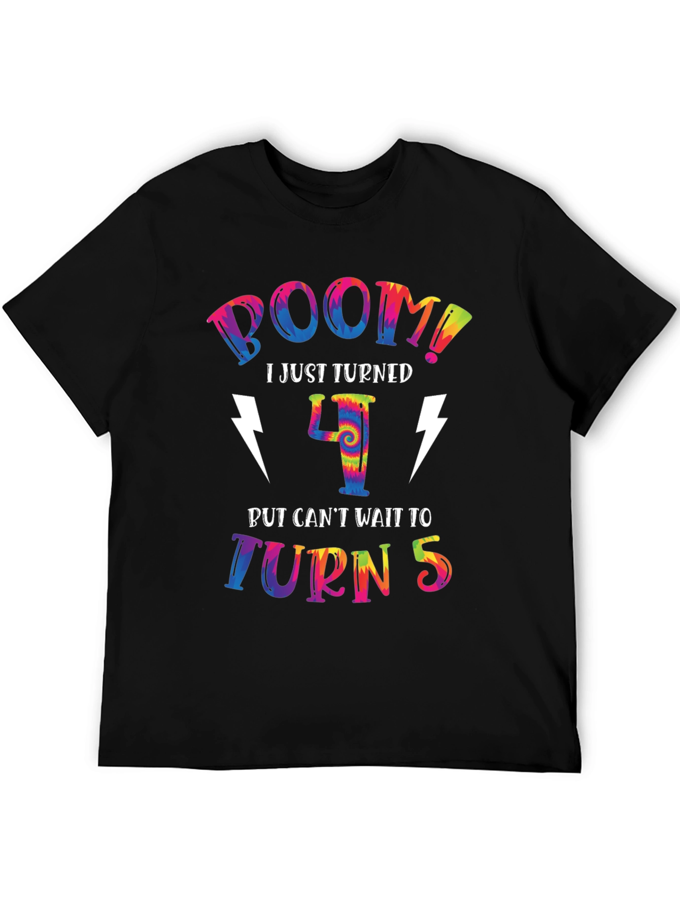 Black Boom! I Just Turned 4 T-Shirt view 5