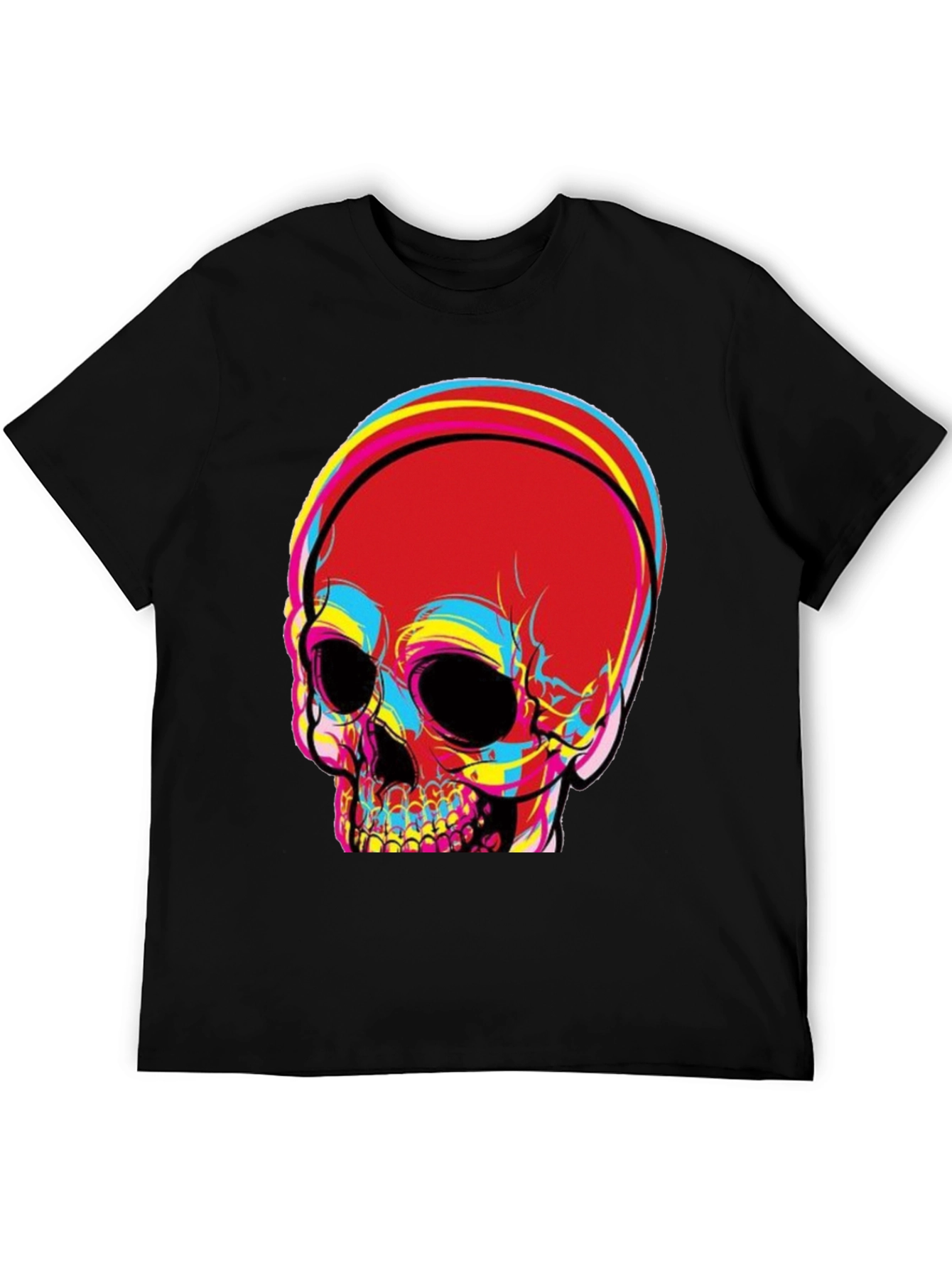 Black Skull Graphic Print Men's Black T-Shirt view 5