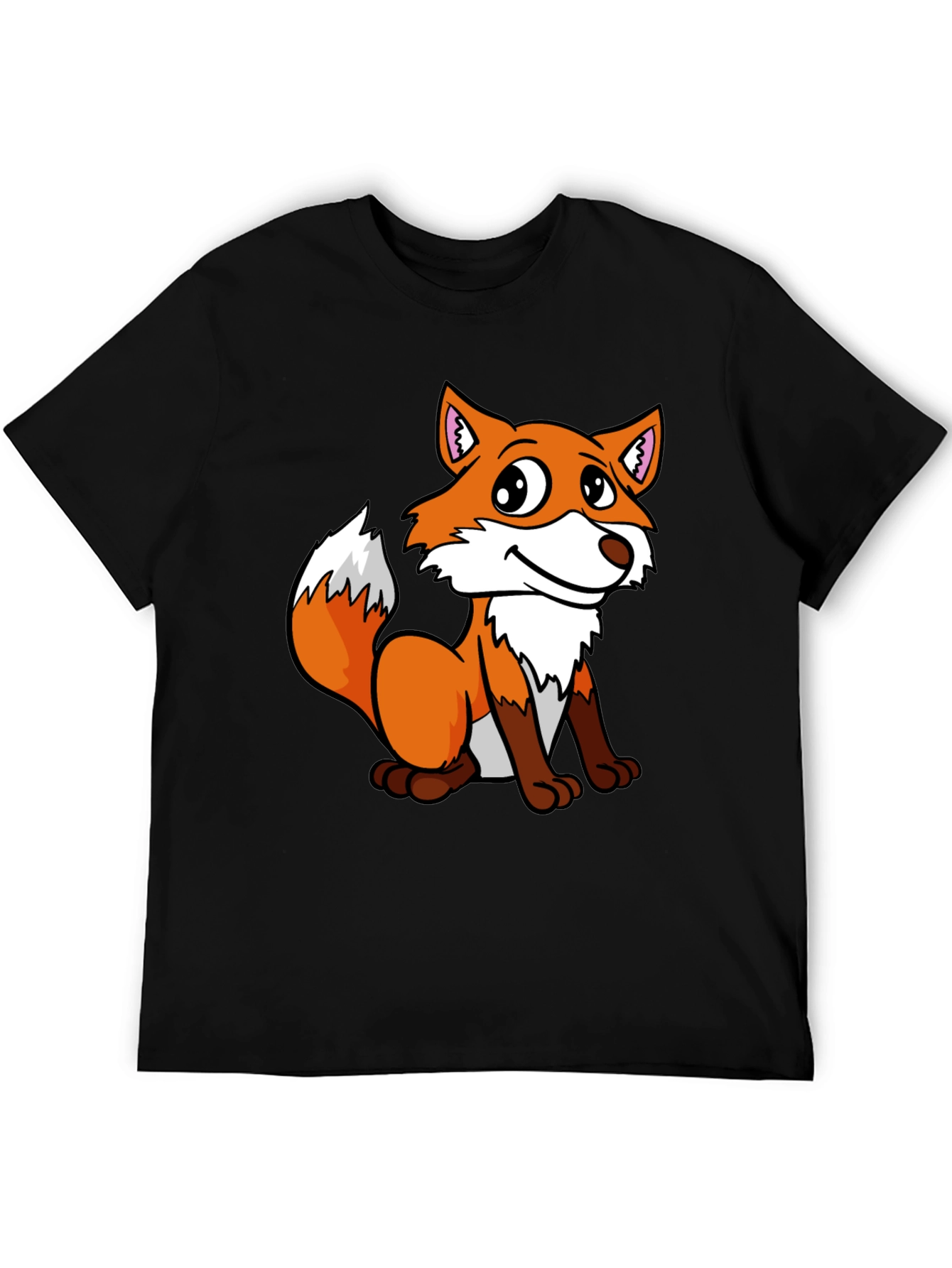 Black Cute Fox Graphic Tee - Unisex Black T-Shirt view 5