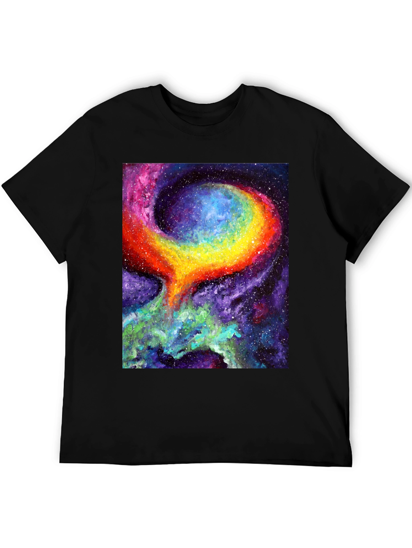 Black Nebula Art Black T-Shirt - Cosmic Galaxy Design view 5