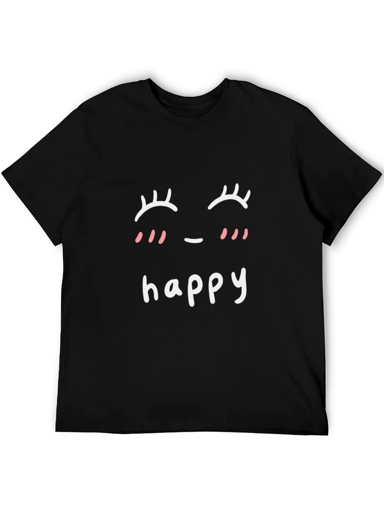Black Cute Happy Face Graphic T-Shirt view 5