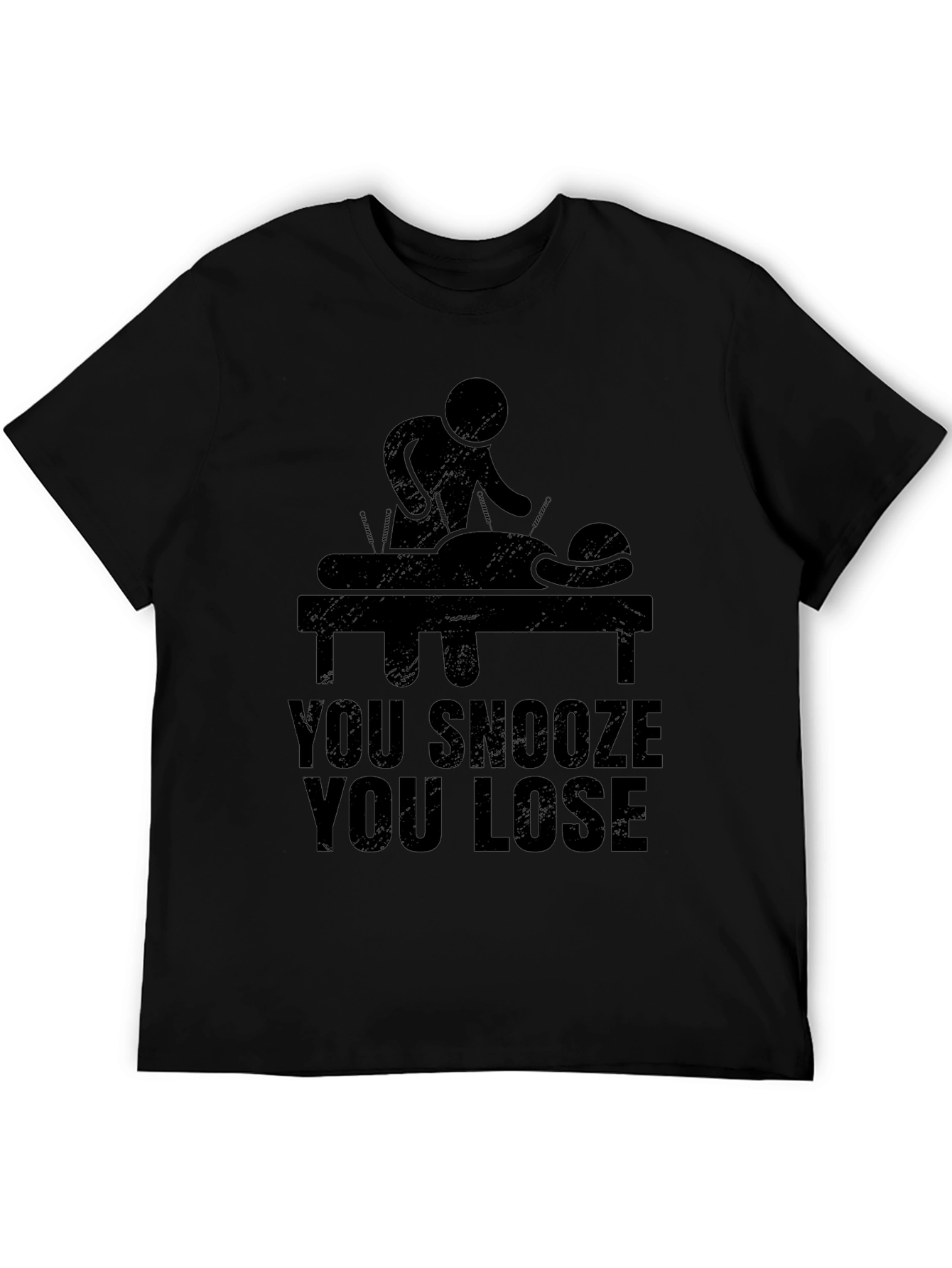 Black Acupuncture T-Shirt - You Snooze You Lose Funny Tee view 5