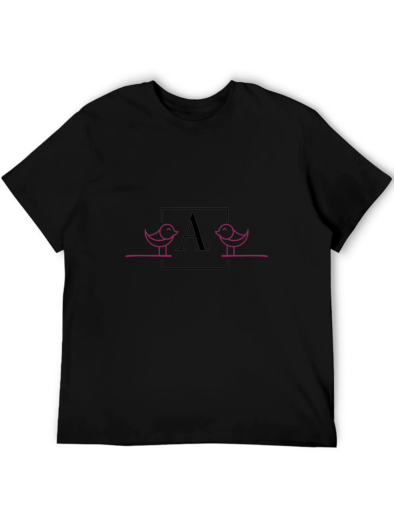 Black Pink Bird Initial T-Shirt - Unisex view 5