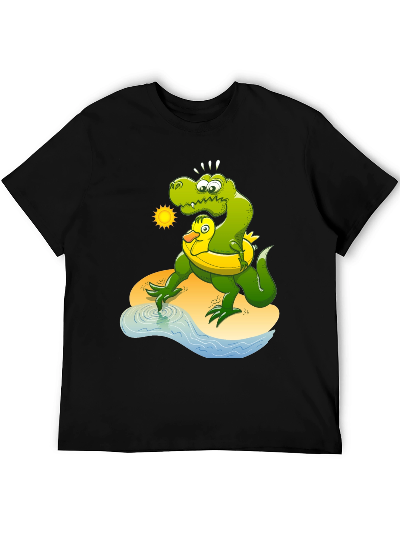 Black Dino & Duck Beach T-Shirt view 5