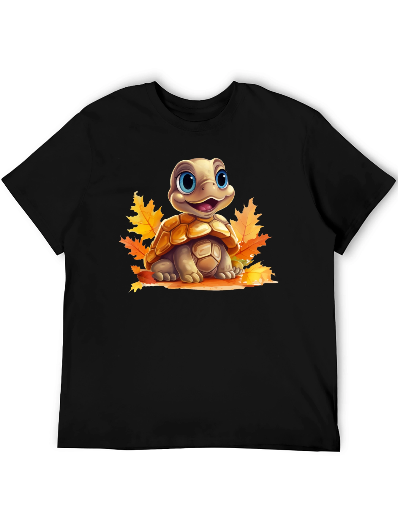 Black Turtle in Leaves Graphic Tee view 5