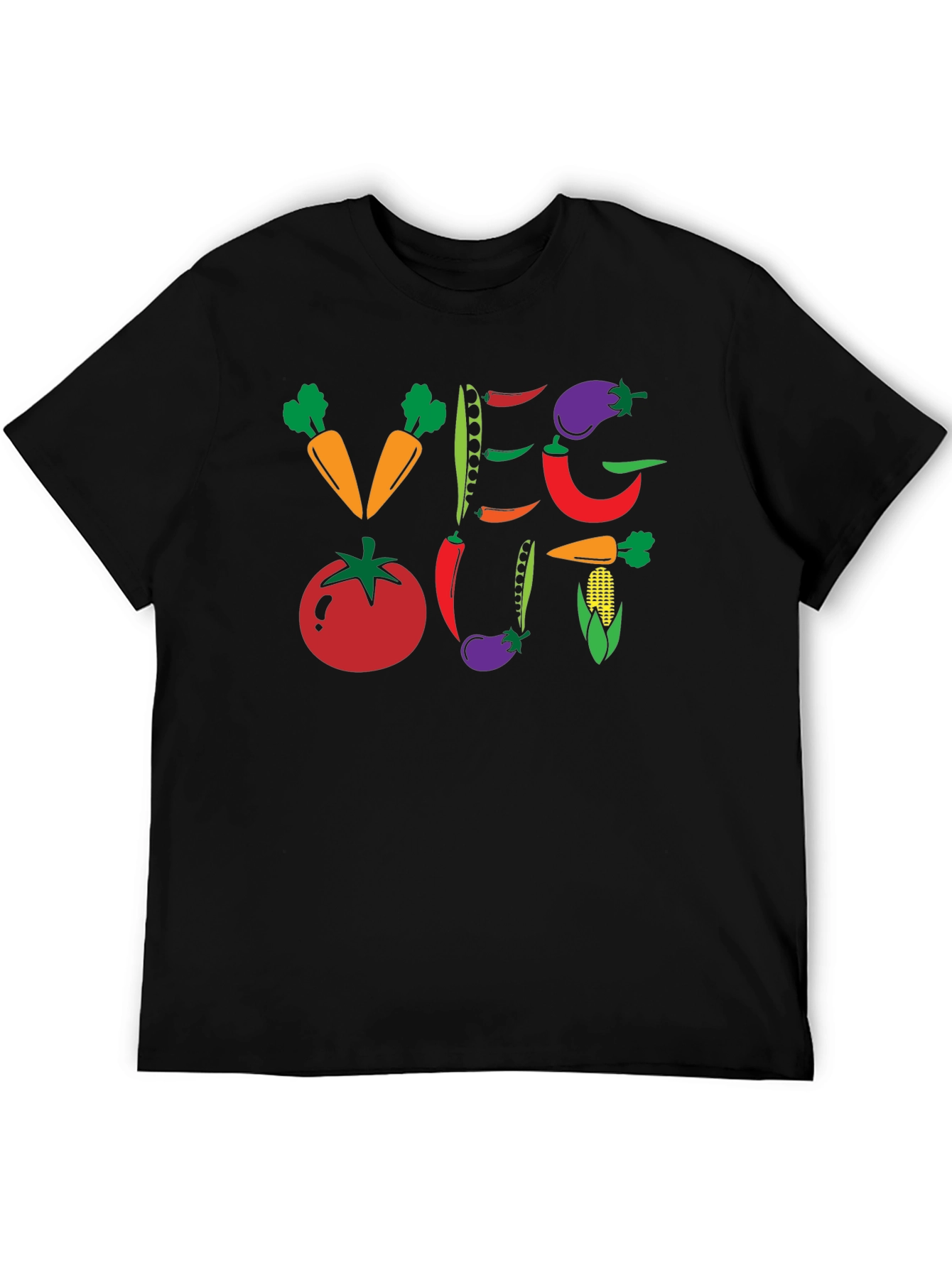 Black Veg Out Graphic T-Shirt - Black Vegan Tee view 5
