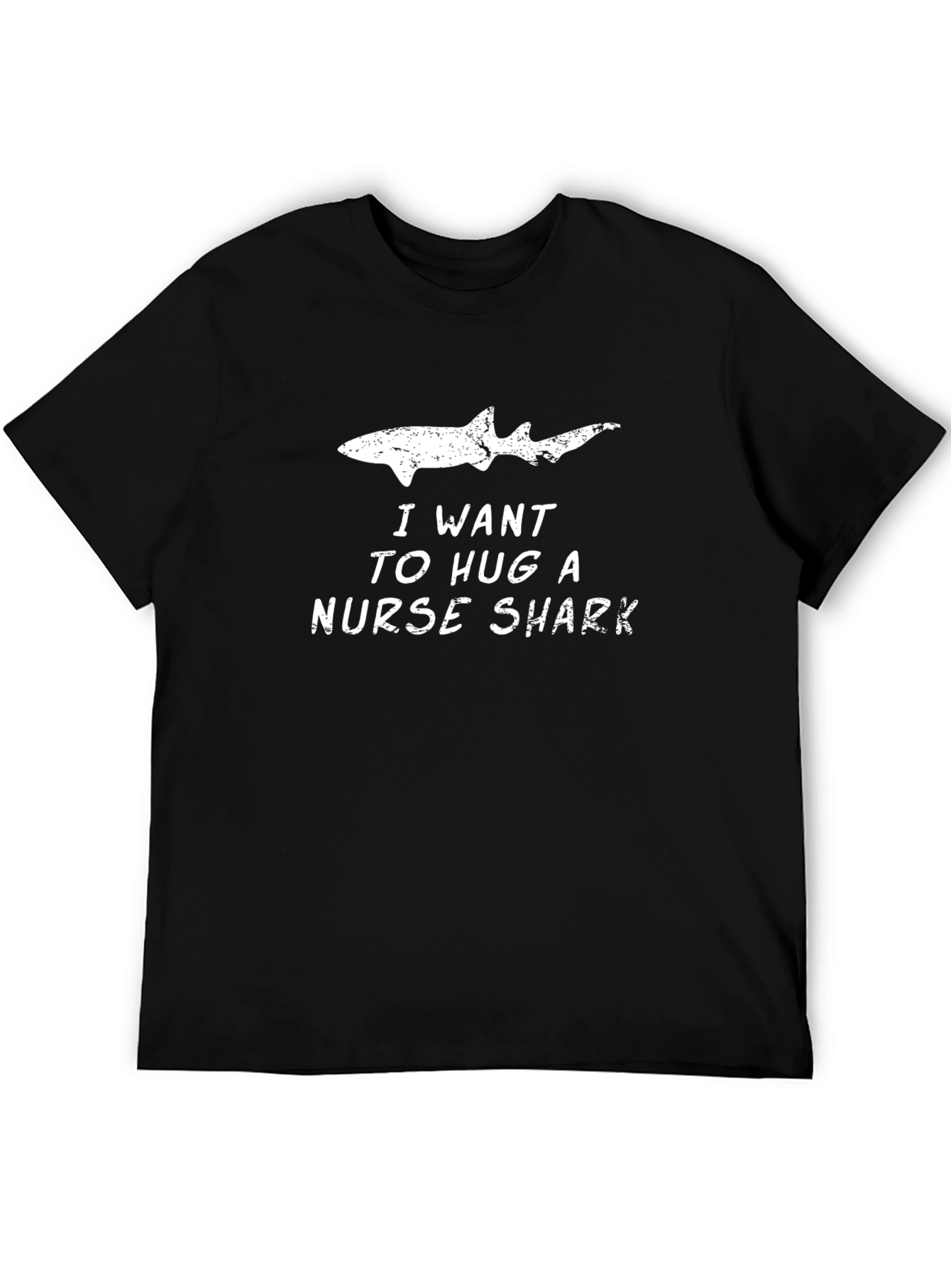 Black I Want to Hug a Nurse Shark Funny Graphic T-Shirt view 5