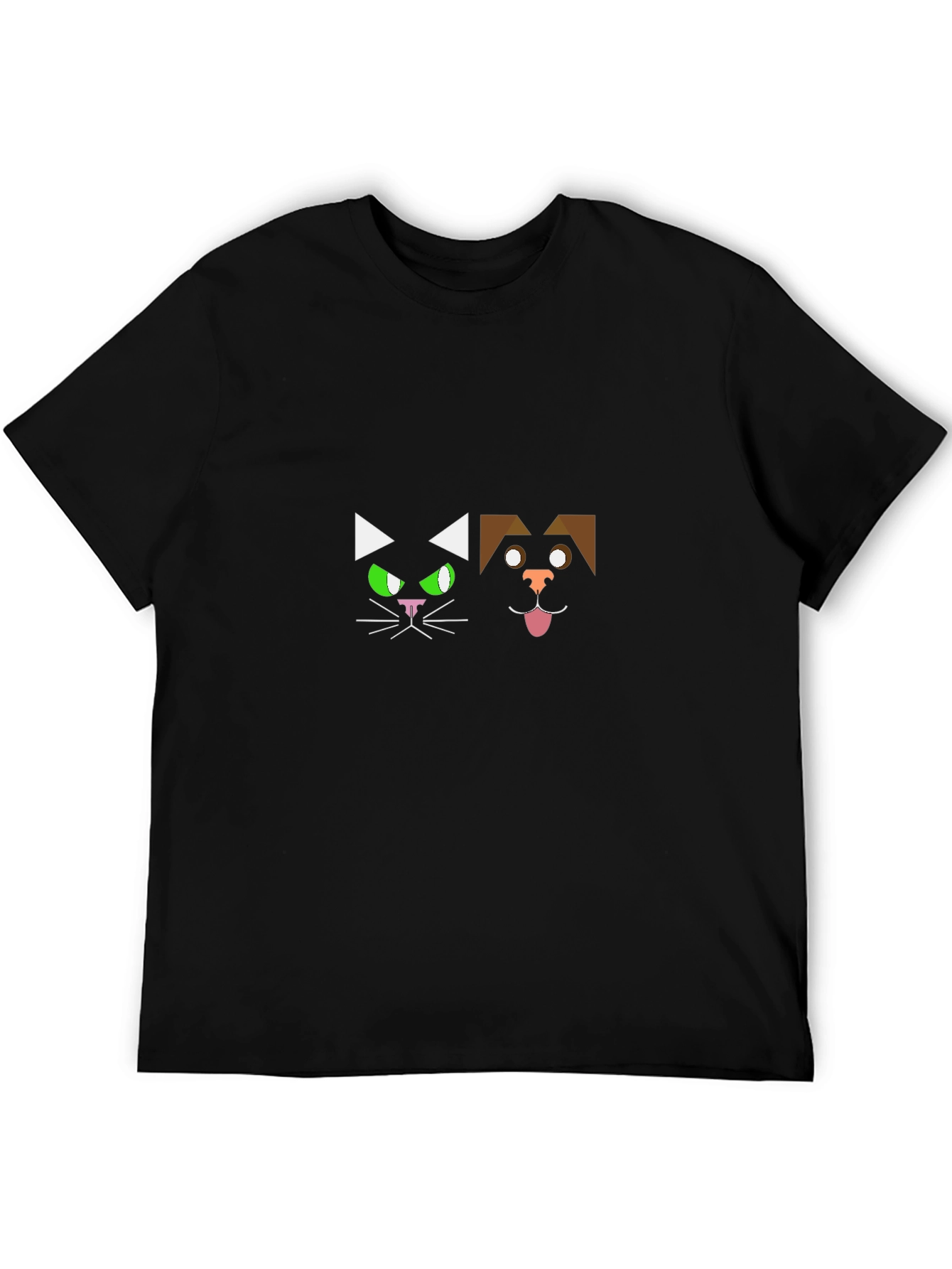 Black Geometric Cat & Dog Graphic T-Shirt view 5