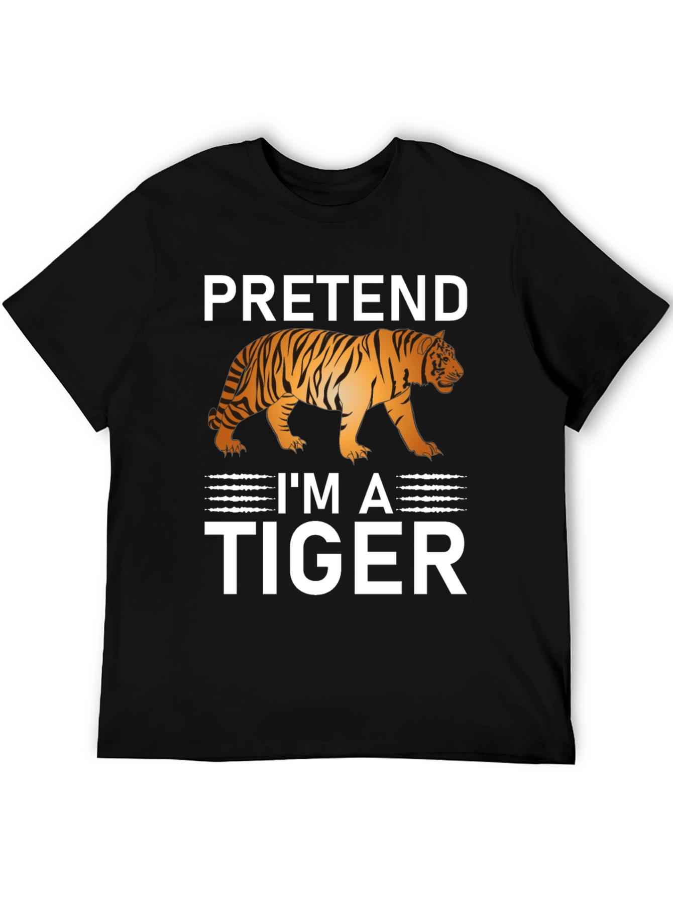Black Pretend I'm A Tiger Funny Graphic T-Shirt view 5