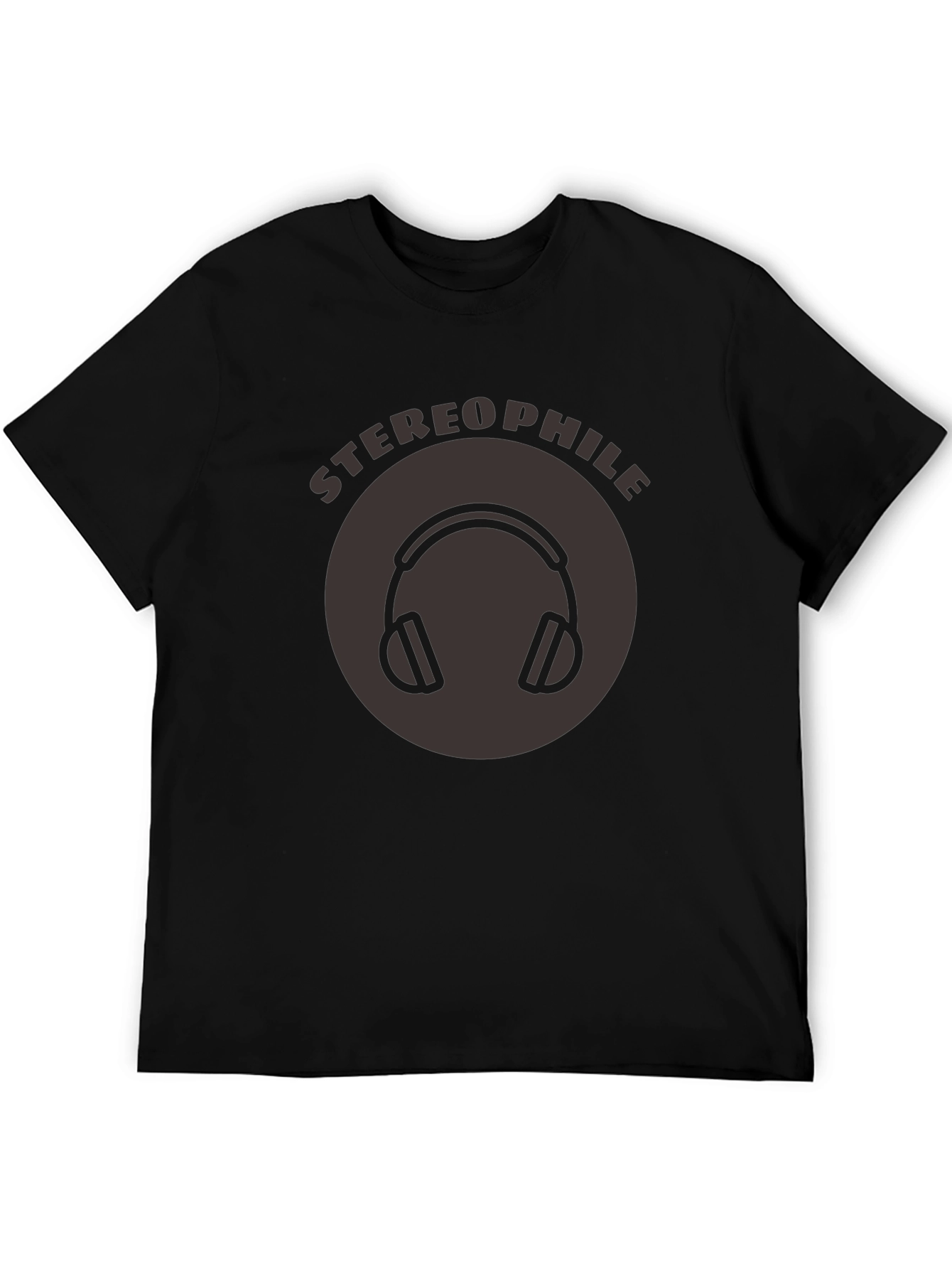 Black Stereophile Headphone Graphic Tee view 5