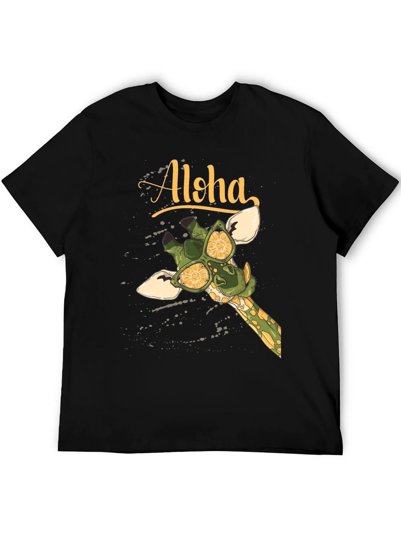Black Aloha Giraffe Graphic T-Shirt view 5