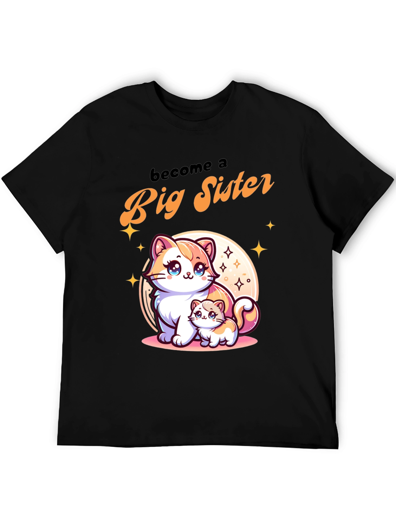 Black Big Sister Cat T-Shirt view 5