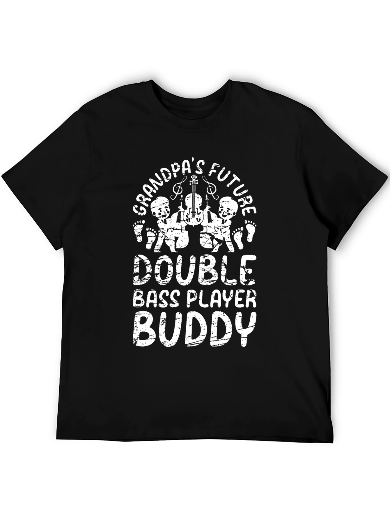 Black Grandpa's Future Double Bass Player Buddy Black T-Shirt view 5