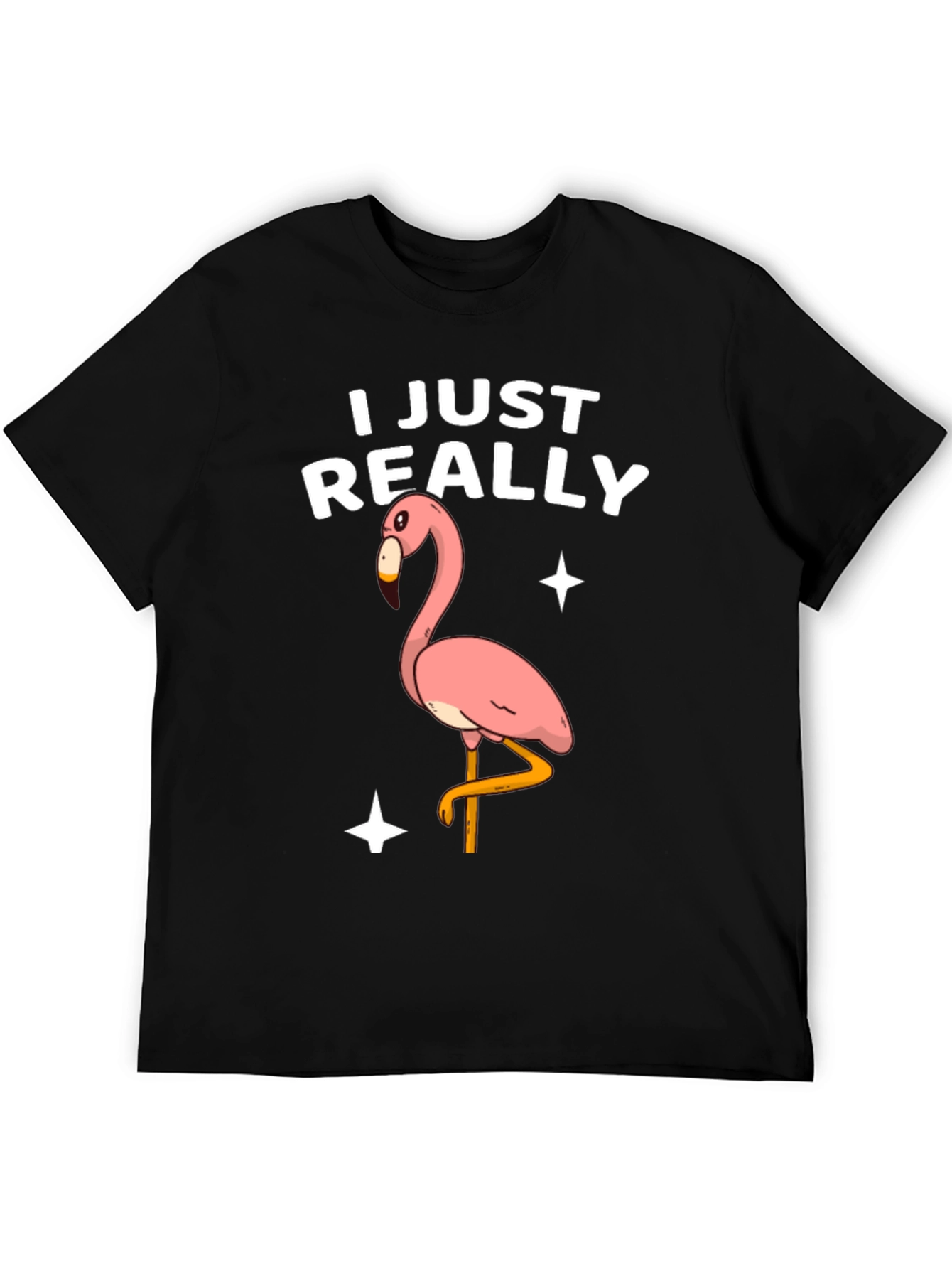 Black Funny Flamingo T-Shirt - I Just Really Like Flamingos view 5