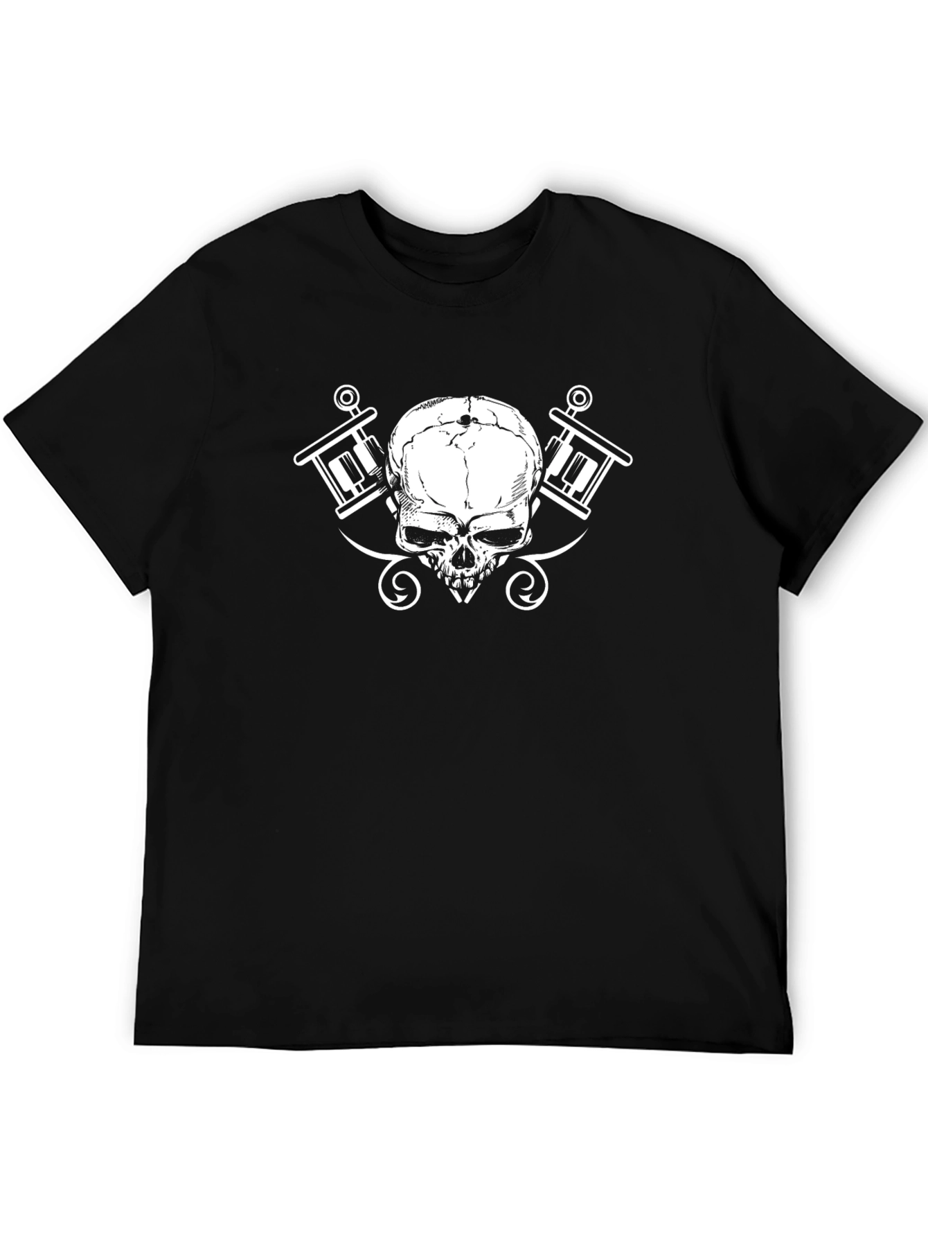 Skull & Tattoo Gun Graphic Black T-Shirt - 5
