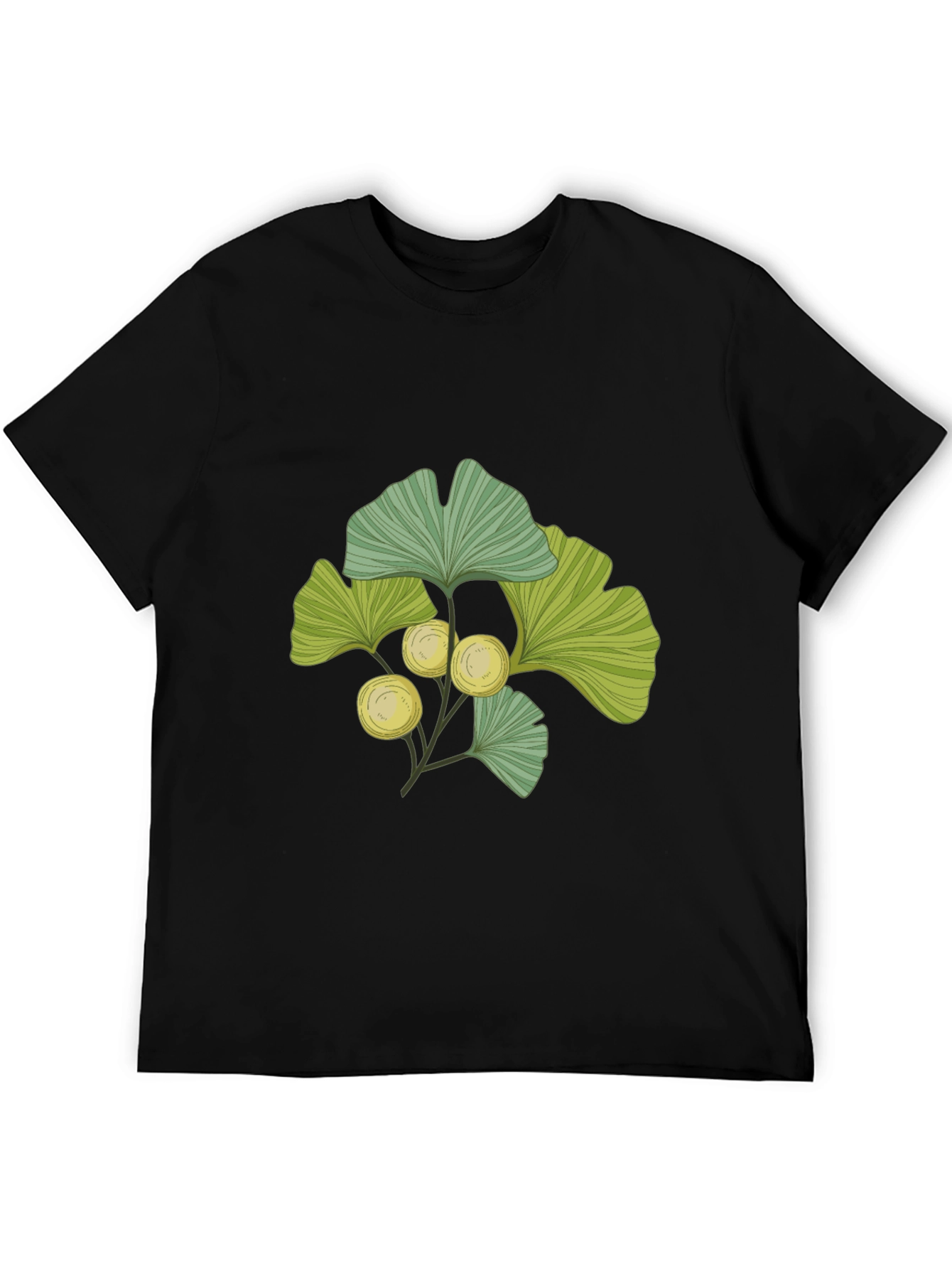 Black Ginkgo Leaf Print T-Shirt - Nature Inspired Design view 5