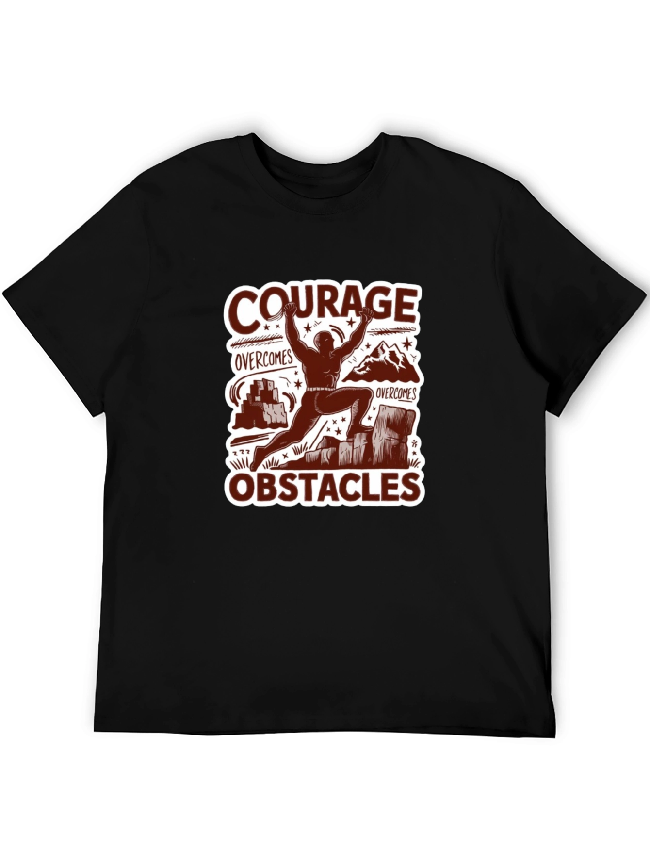 Black Courage Overcomes Obstacles Graphic T-Shirt view 5