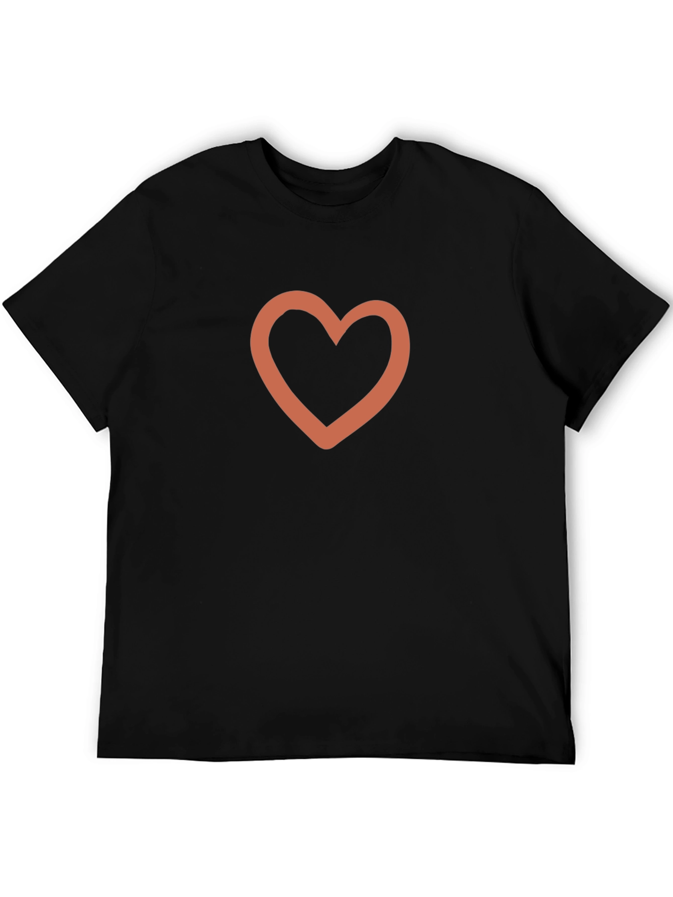 Black Heart Outline T-Shirt - Casual Black Tee view 5