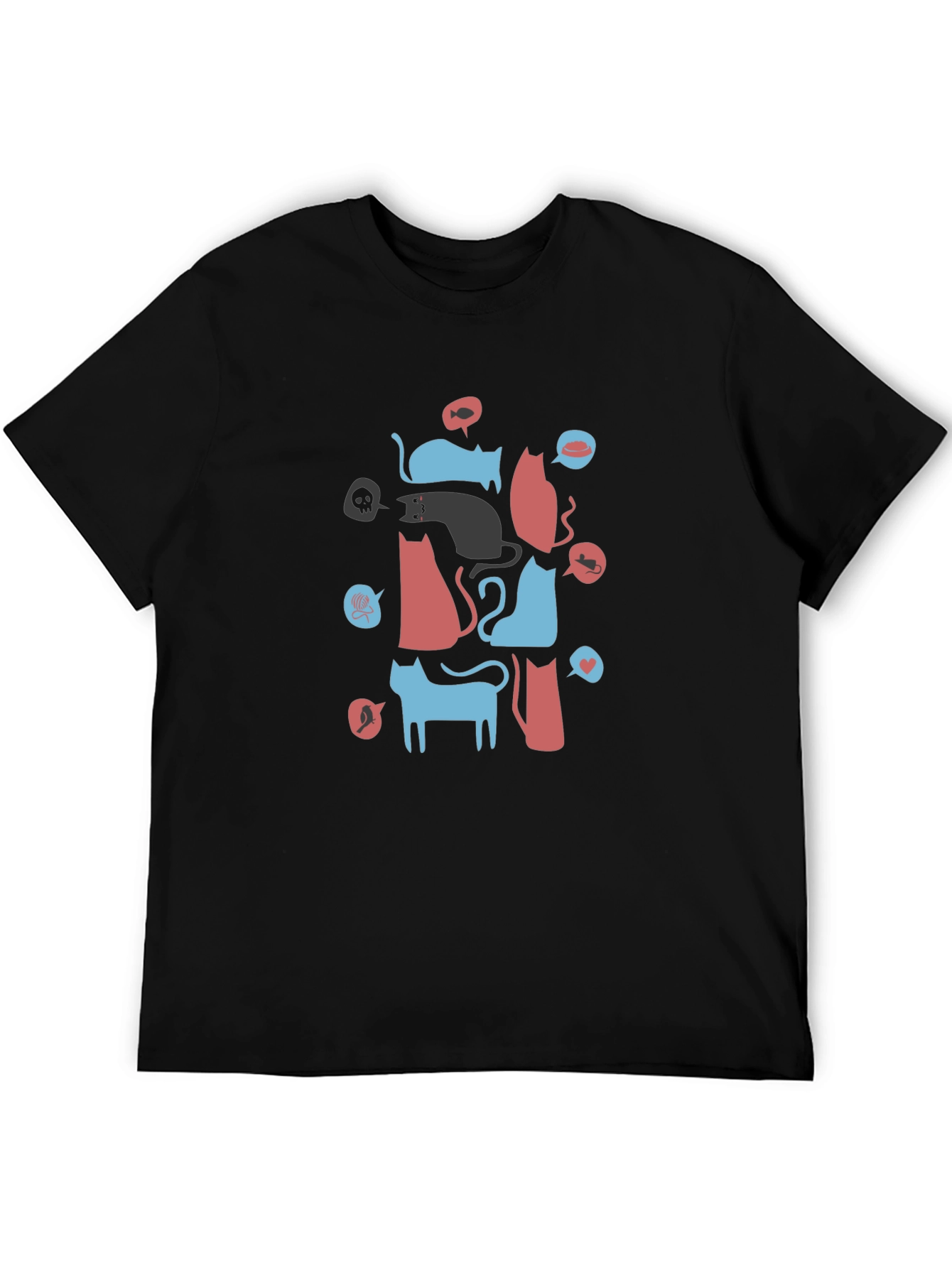 Black Abstract Cat Pattern Graphic Tee view 5